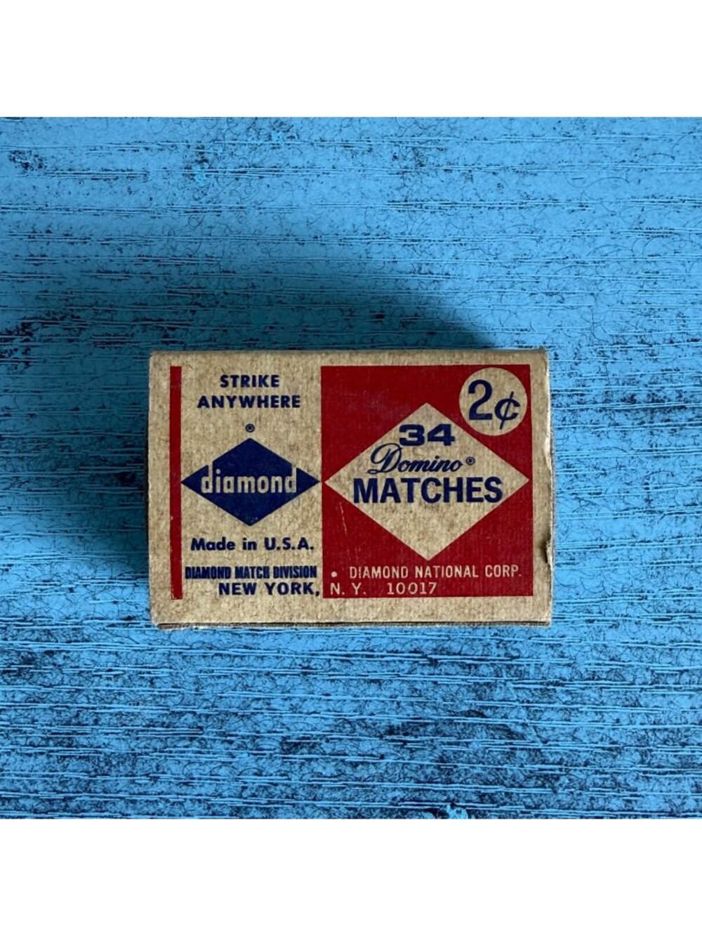 Vintage 2-cent "DIAMOND" 34 Safety Matchbox w/ Matches